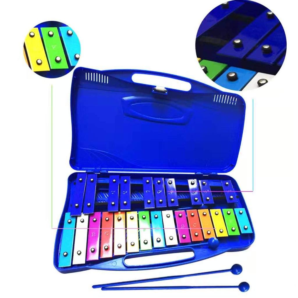 Seika Colorful Metallophone, 25 Notes, Musical Educational Material, Includes 2 Mallets, Orff Instruments (Blue)