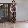 Water Drop Collar Neck Sleeveless National Style New Chinese Long Cheongsam Improved Young Women's High-end Retro Evening Dress
