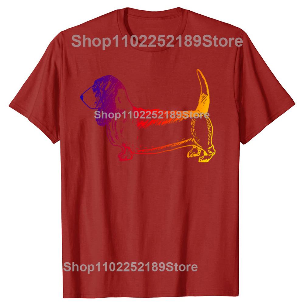 

Забавные футболки с красочной графикой собаки Бассет-хаунд Мужская женская мода Повседневная футболка 100% хлопок Свободная футболка оверсайз S