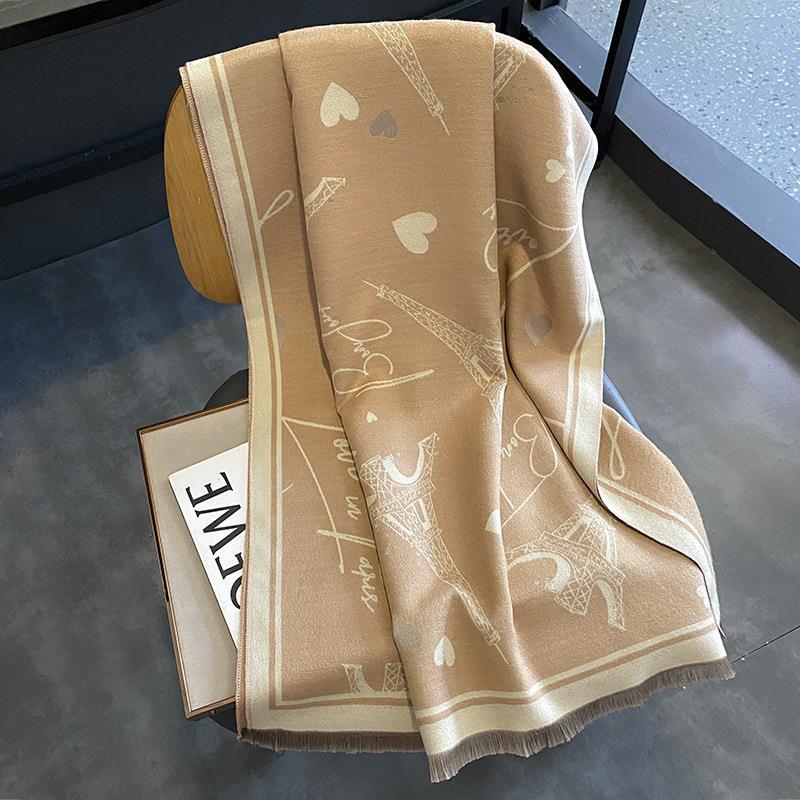 

New tower imitation cashmere thermal scarf women s winter double-sided thickened student thermal scarf large shawl 190*65cm хаки