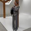 Women's Casual Knitted Sweater Suit Solid Color Top Trousers Two-piece Set
