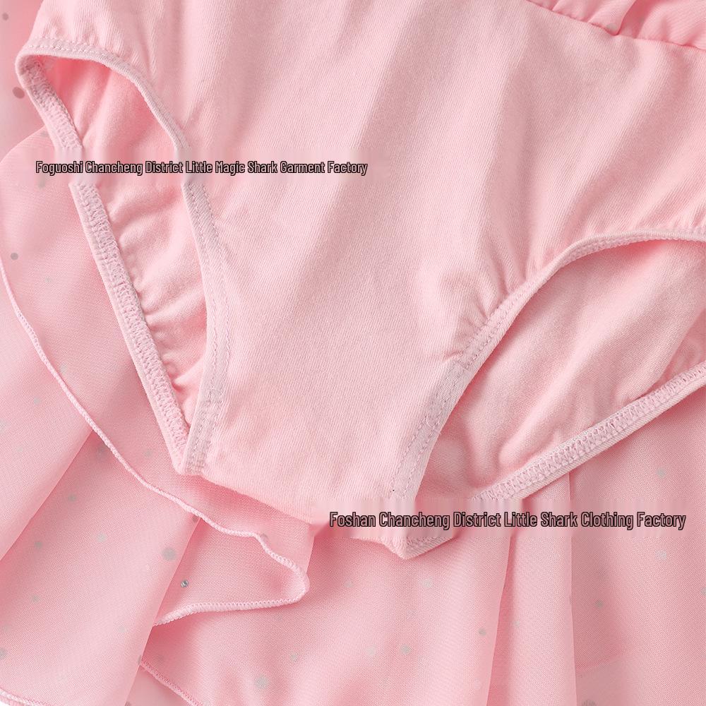 Dětské šifonové taneční šaty s flitry a křížovým zadním dílem pro balet a gymnastiku