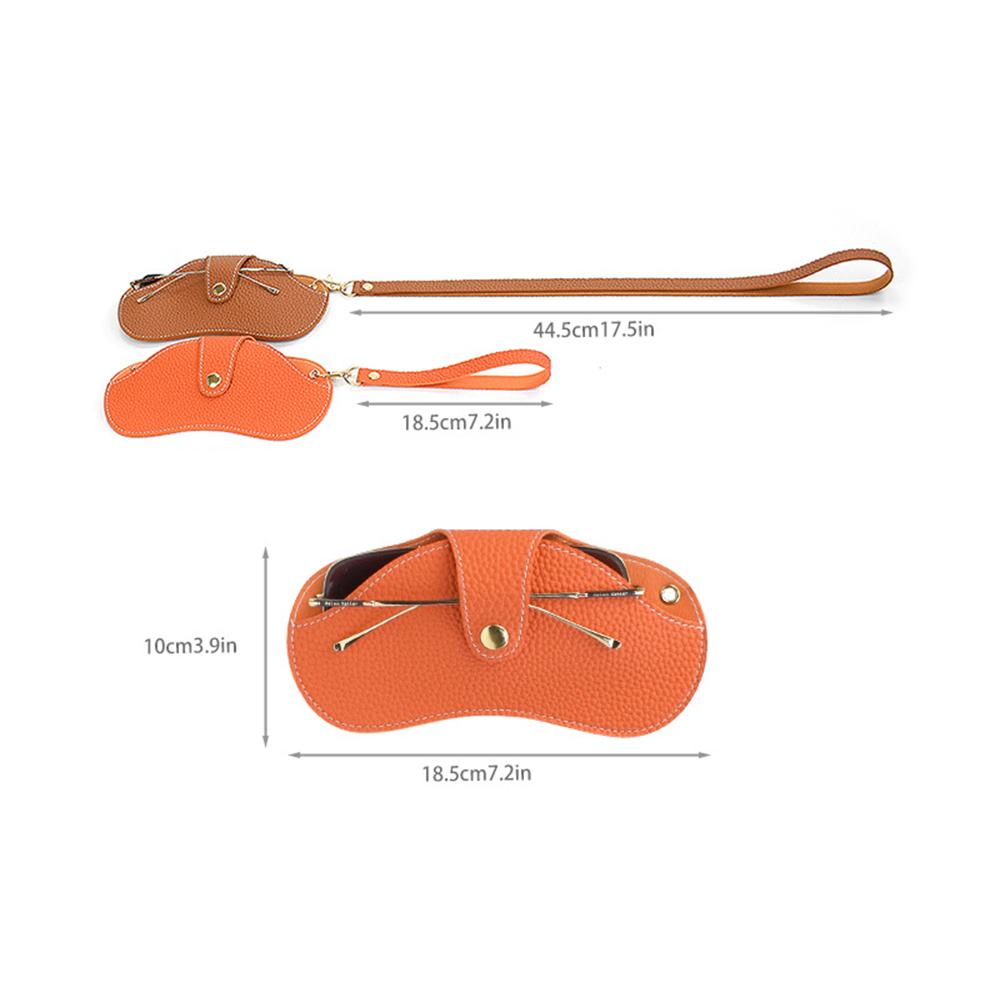 Retro PU Leather Handmade Glasses Bag Sunglasses Case Portable Myopia Frame Protector Simple Hanging Neck Wrist Storage Box