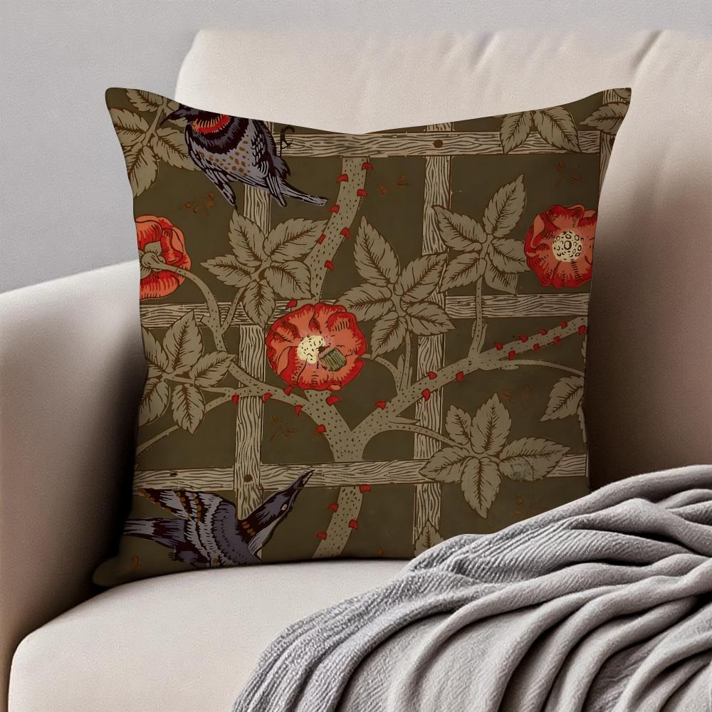 colourful Art WWilliam Morris Cushion Cover Pillowcase Antidustmite Invisible Zipper Short Plush Sofa Cushion