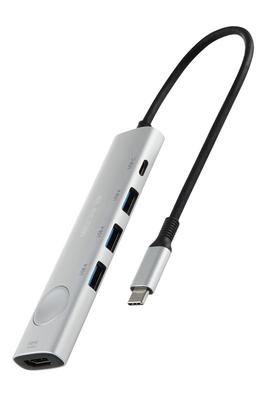 ELECOM Hub Docking PD Data with Screen 3 2 USB-C Station, 6-in-1, Compatible, 100W, HDMI, 4K60Hz, High-Speed Transfer, 5Gbps, On/Off Switch, USB-A
