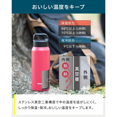 The-peacock Thermos Industry (The-peacock) Peacock Water Bottle, 600ml, Insulated, with Handle, Compatible with Sports Drinks, 0.6L, Emerald Green, AK