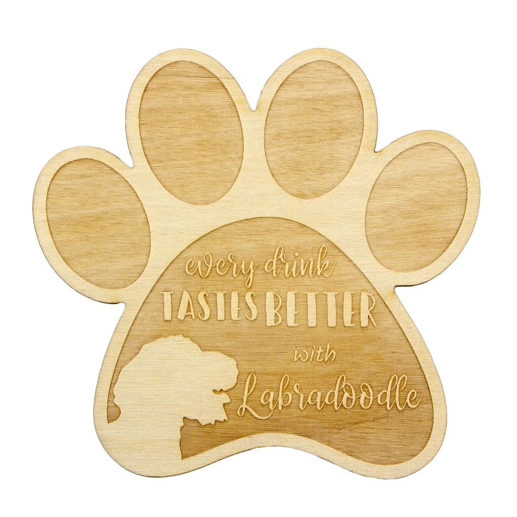 Labradoodle - Mug coaster, engraved coaster with dog, gift for dog lover by Art-Dog brand
