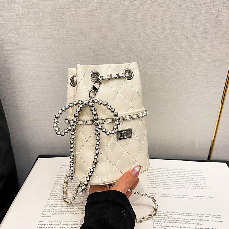 New Niche Design Embroidery Thread Chain Bucket Bag Trendy Shoulder Crossbody Women's Bag