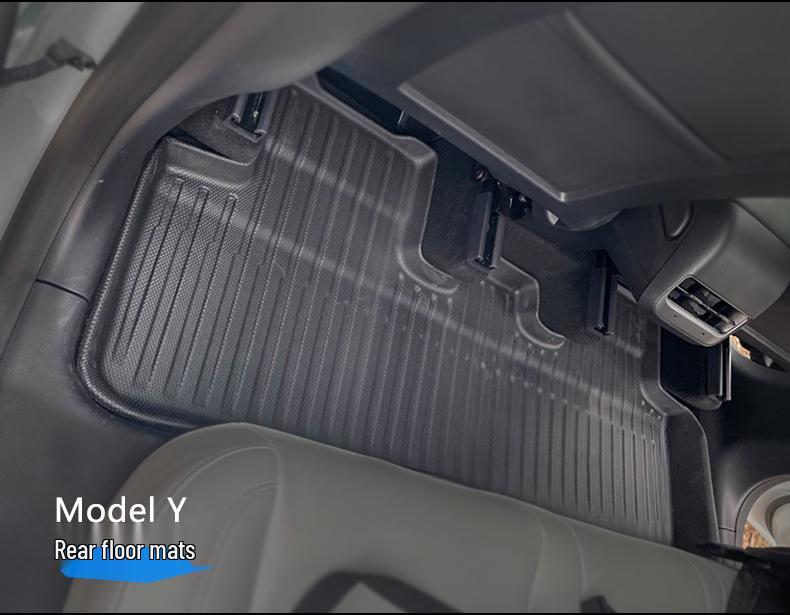 2022 Tesla Model Y TPE Non-Slip Wear-Resistant Foot Pads: 5/7-Seat Front & Rear Trunk Mats