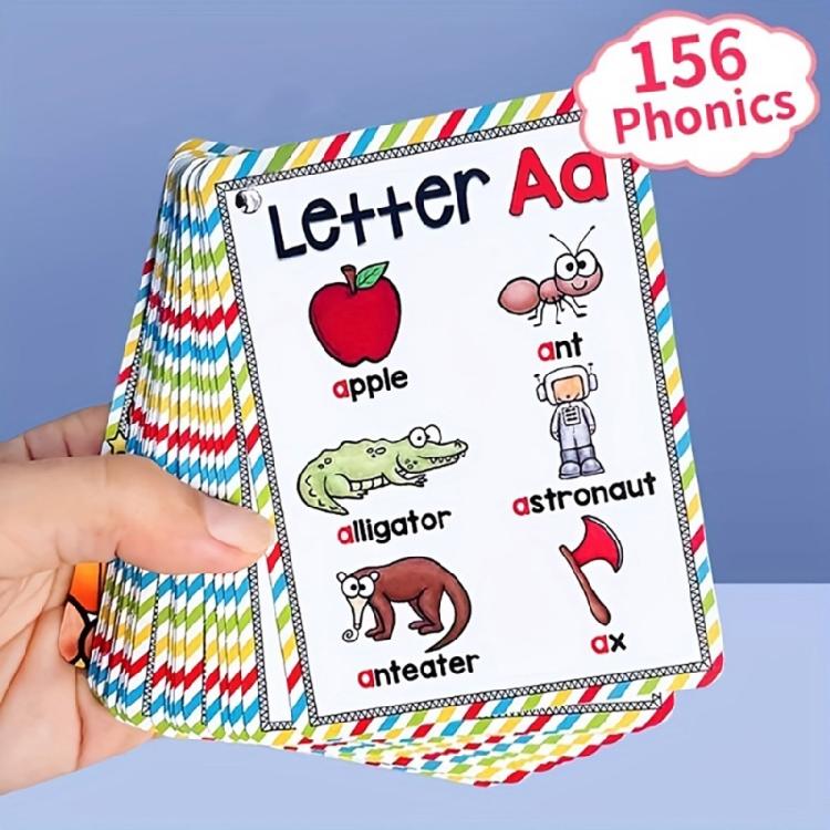 26 Buchstaben-Laut-Phonics-Karteikarten Set 156 Stück Frühes Lernen Wortkarte Phonics Lehrmittel für Kleinkind Vorschulkinder