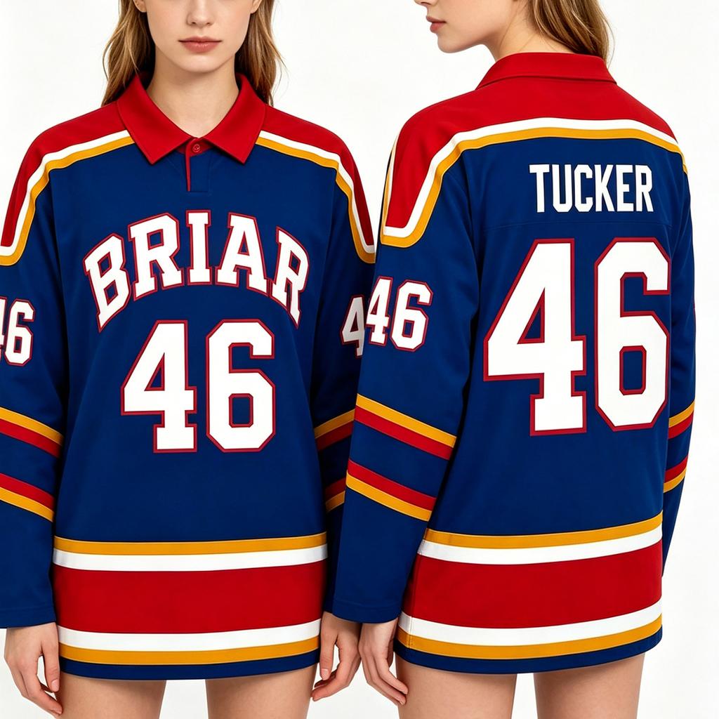 Men's Long Sleeve Hockey Jersey Mesh Fabric Casual Fit Printed Number and Letter Design Lightweight Breathable Sports Shirt