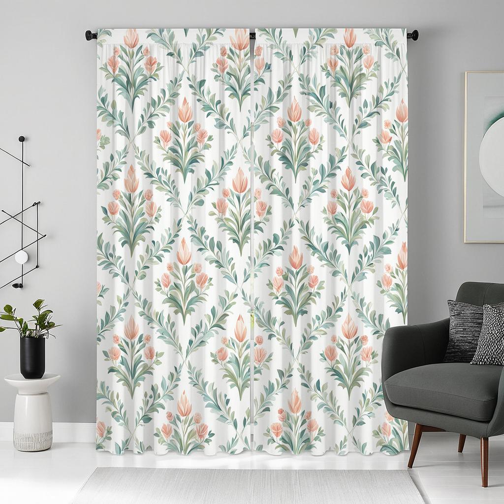 Gorgeous Floral Print Curtains Polyester Fabric Suitable Bedroom Living Room Decoration Made Of Machine Washable Great Window Treatment