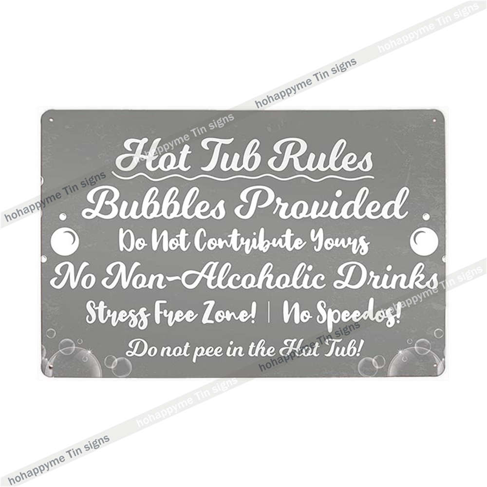 Funny Welcome To Our Hot Tub Metal Sign Vintage Poster Sandy Beach Bathroom Decor Painting Plate Bar Beer Wall Sticker 20x30cm