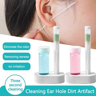 Pierced Ear Cleaning Set Solution Floss Cotton Thread Ear Hole Aftercare Tool Kit Disposable Earrings Hole Cleaner