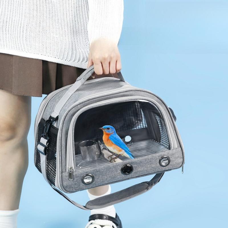 Portable Parrot Bag Bird Bag Breathable Bird Cage Porous Handbag with Tray Cup-eating Birdcage Bird Cage Pet Parrot Carrier Bag