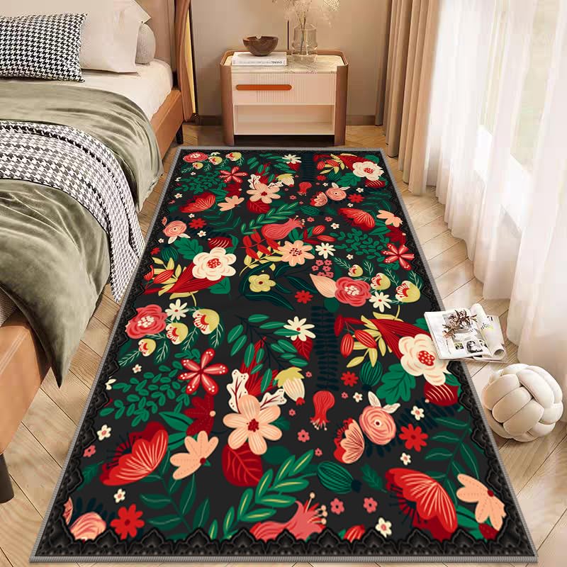 Red Christmas Hallways Runner Rug Washable Non-Slip Rug for Indoor Home Holiday Laundry Bedroom Bathroom Entryway Decor