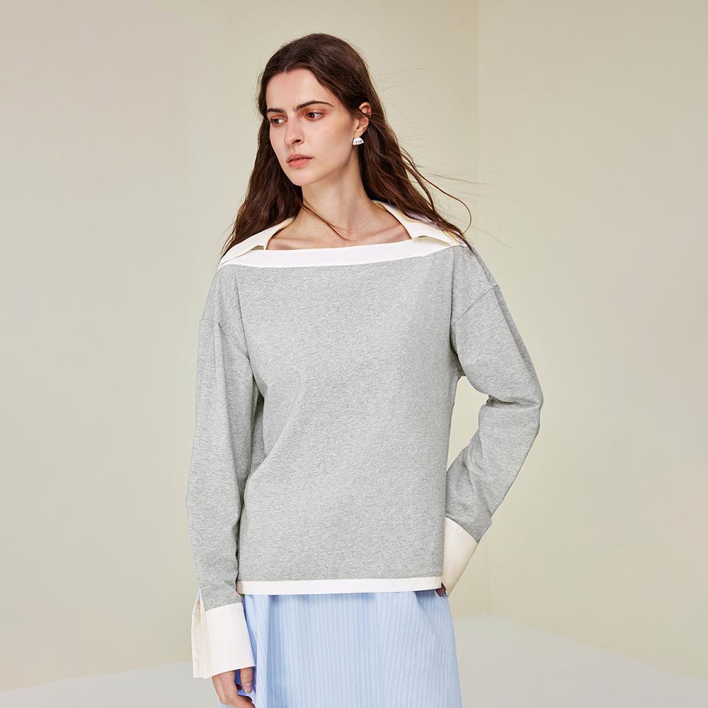 Waiwaiaiem Yy_Fake Two Long Sleeve Contrast Top