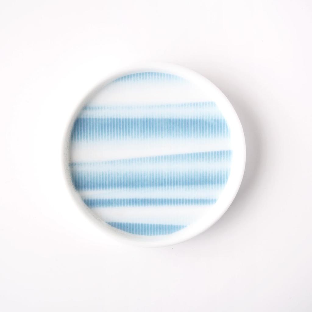 Mino-Ware mit Deckel, ca. 9 cm Durchmesser x blau mit einem Manji, mikrowellen- und spülmaschinenfest, hergestellt unter der Produktnummer „Miyama“ „Seshima“ Untertasse/Gewürzschale