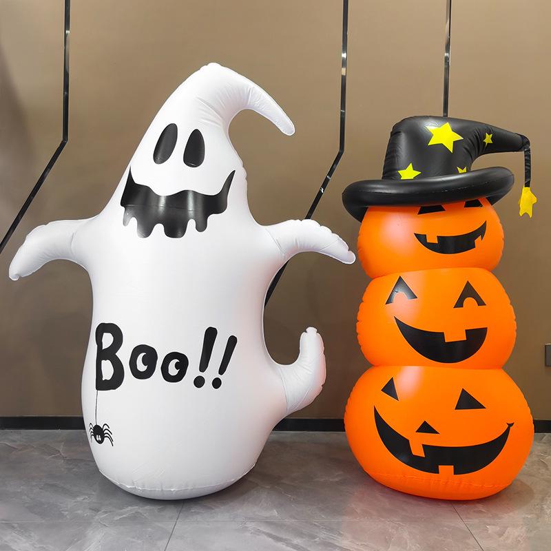 Inflatable Pumpkin Ghost Tumbler: Halloween Courtyard Decoration