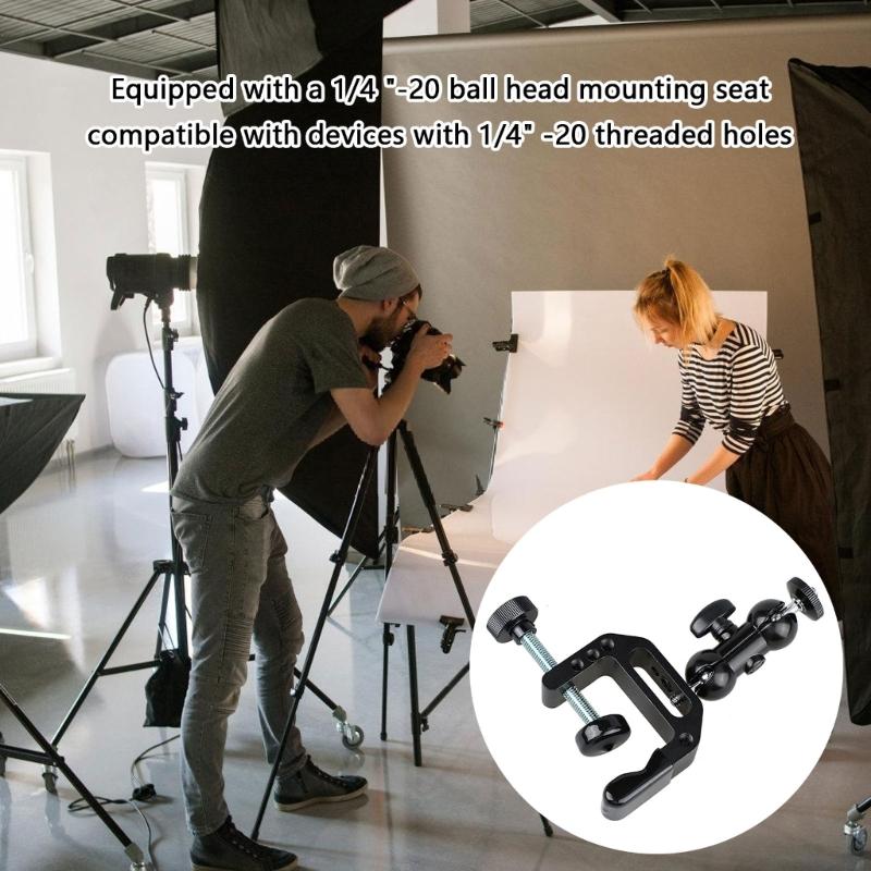 Camera Mount Clamp Arm With 1/4-20 Thread for Camera Action Camera Flash Light Microphones Monitor Security Camera
