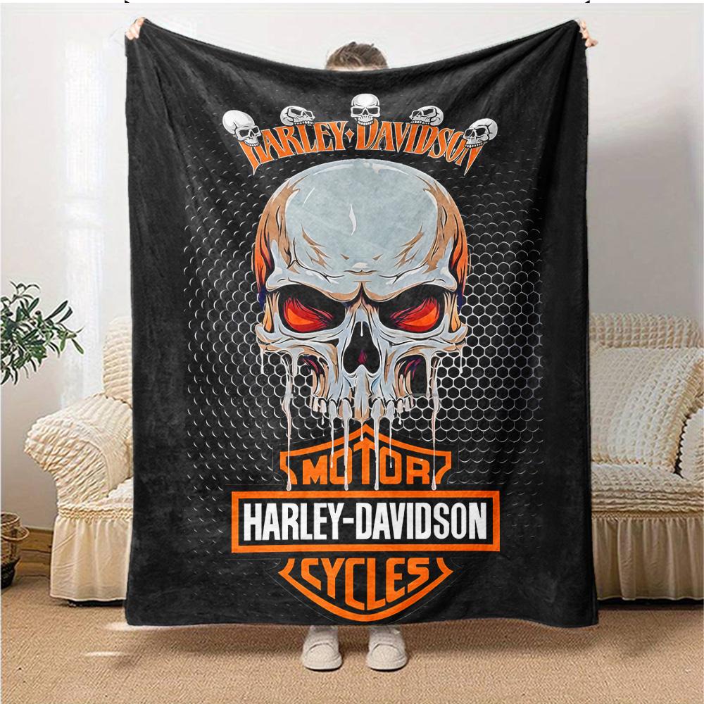 1pc Harley-Davidson Blanket, Gift, for Men and Women, Soft Blanket, Good for Sofa Bed Couch Travel, Lightweight Flannel Blanket
