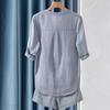 Camisa de Lino para Mujer de Corte Holgado con Cuello en V
