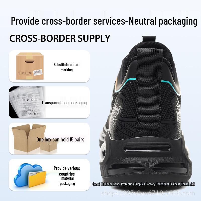 

Рабочая обувь Temu Четыре сезона: Удобная, износостойкая, водоотталкивающая, противоударная, устойчивая к проколам защитная обувь. HS837-Black and White;46