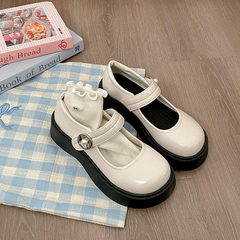 Fashion Platform Thick Heel Women Mary Jane Shoes Fashion Shallow Round Toe Shoes Casual Outdoor Street Style Single Shoes Black Loafers