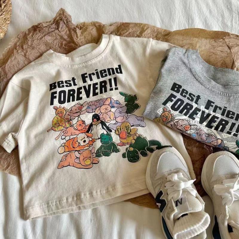 Kids' Cotton Cartoon Korean-Style Short Sleeve Summer T-Shirt