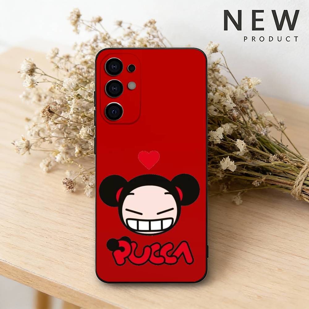 Cute Cartoon-Pucca phone Case For Samsung S26,25,24,21,22,23,30,20,Ultra,Plus,Fe,Lite Black Soft Cover