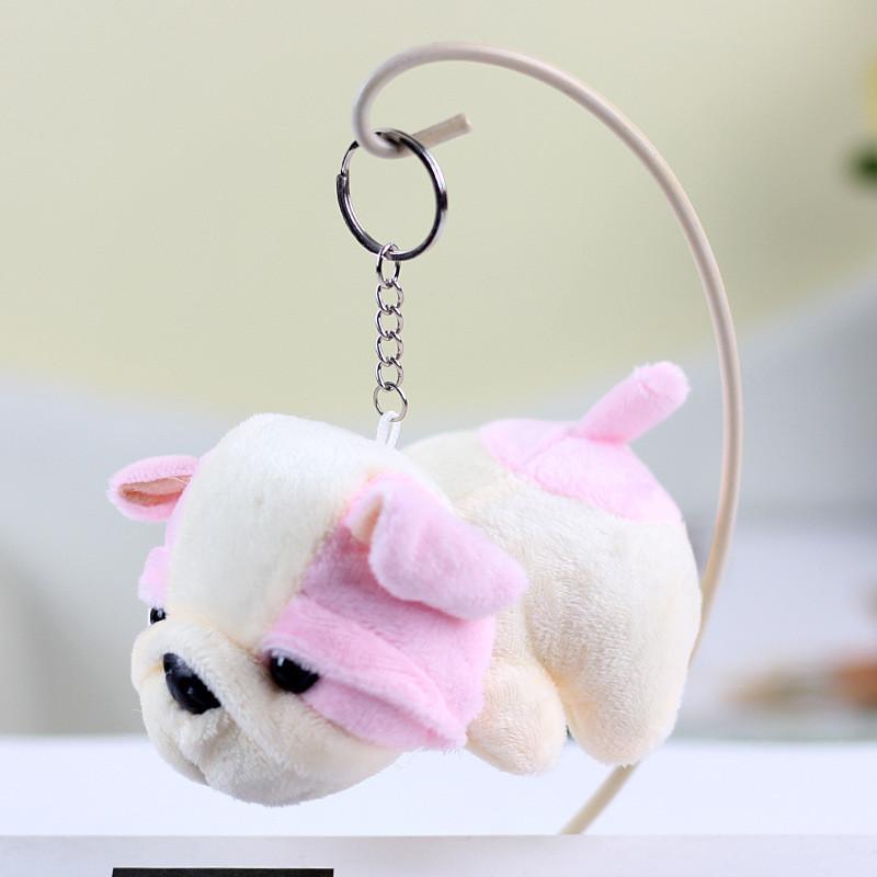 

Huggable Light Brown Plush Dog Keychain Cozy Short Plush Stuffed Animal Toy рожевий