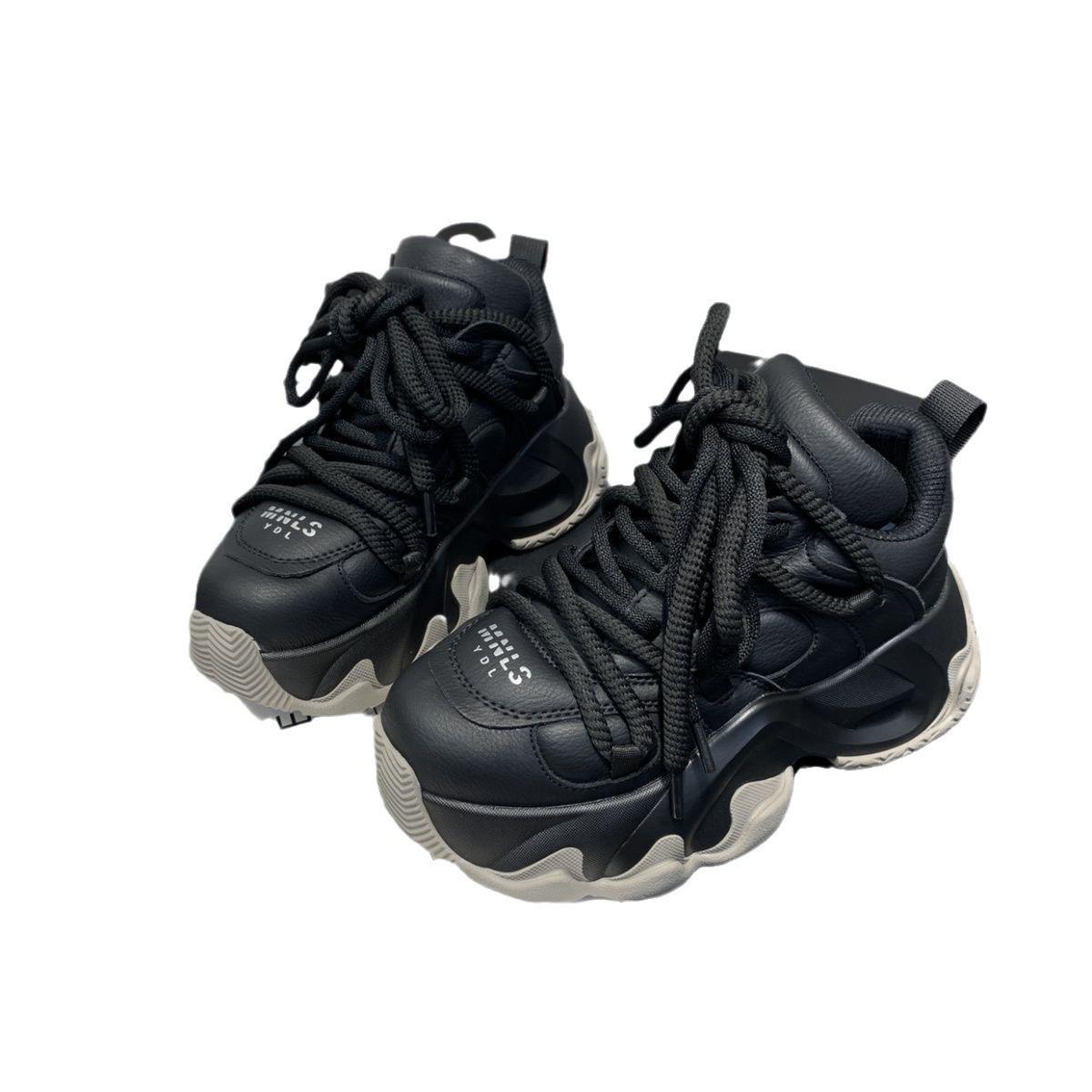 

Кроссовки Маленькие белые туфли Платформа Маффин Маленькие женские туфли Папины туфли Женские 40 чёрный