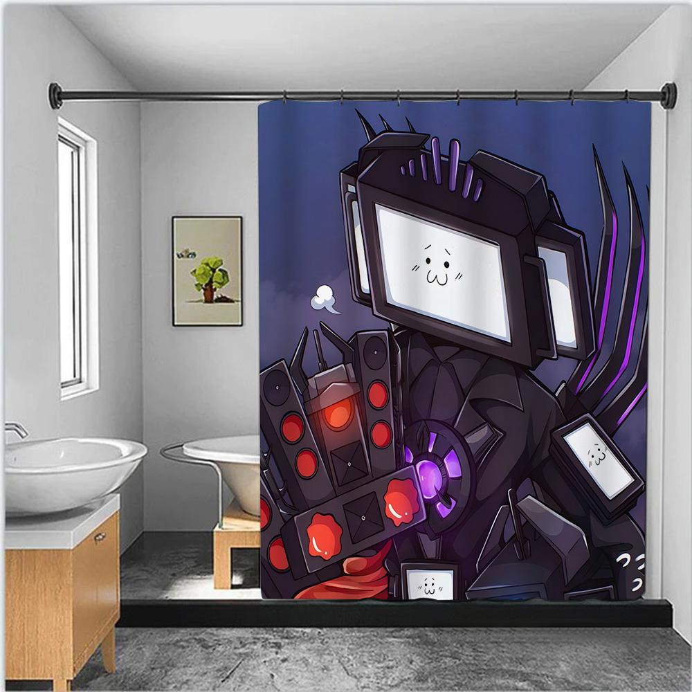 S-Skibidi Toilet Shower Curtain Waterproof Polyester Fabric Paint Colorful Bath Curtains Home Bathroom Decor Curtain With Hook