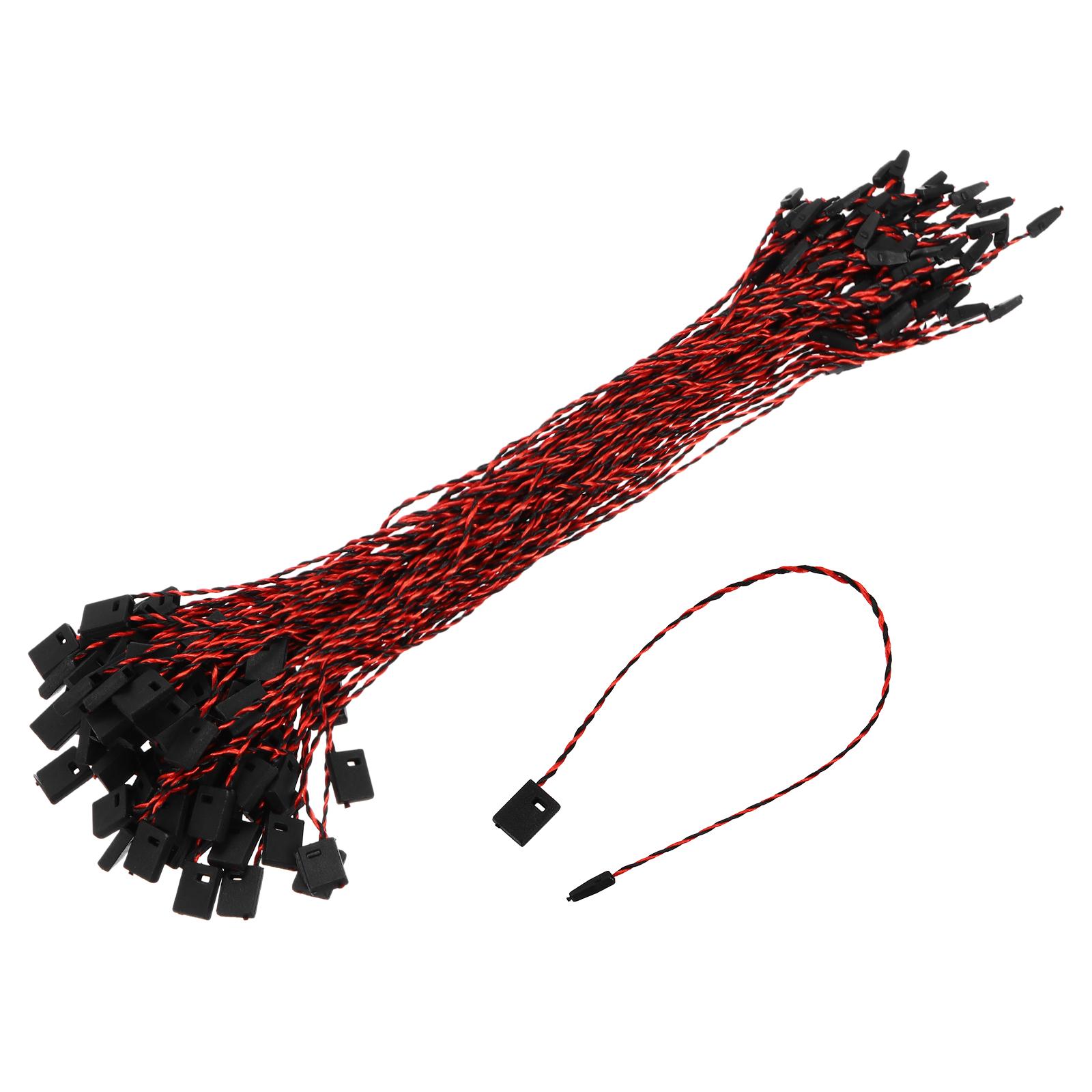 500 Stück Nylon Anhängeetikett Schnur Snap Lock Pins Schlaufe Preisschild Befestiger Plastiketiketten Krawatten Etiketten mit Schnur 6,7 Zoll schwarz rot