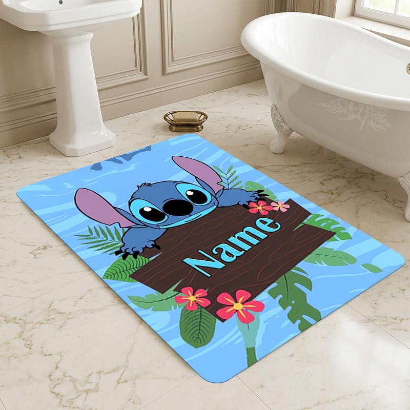 Personalized Name Stitch Paradise Living Room Non-Slip Area Rug Soft Carpet for Bedroom Kids Playroom Sofa Office Home Decor Doormat
