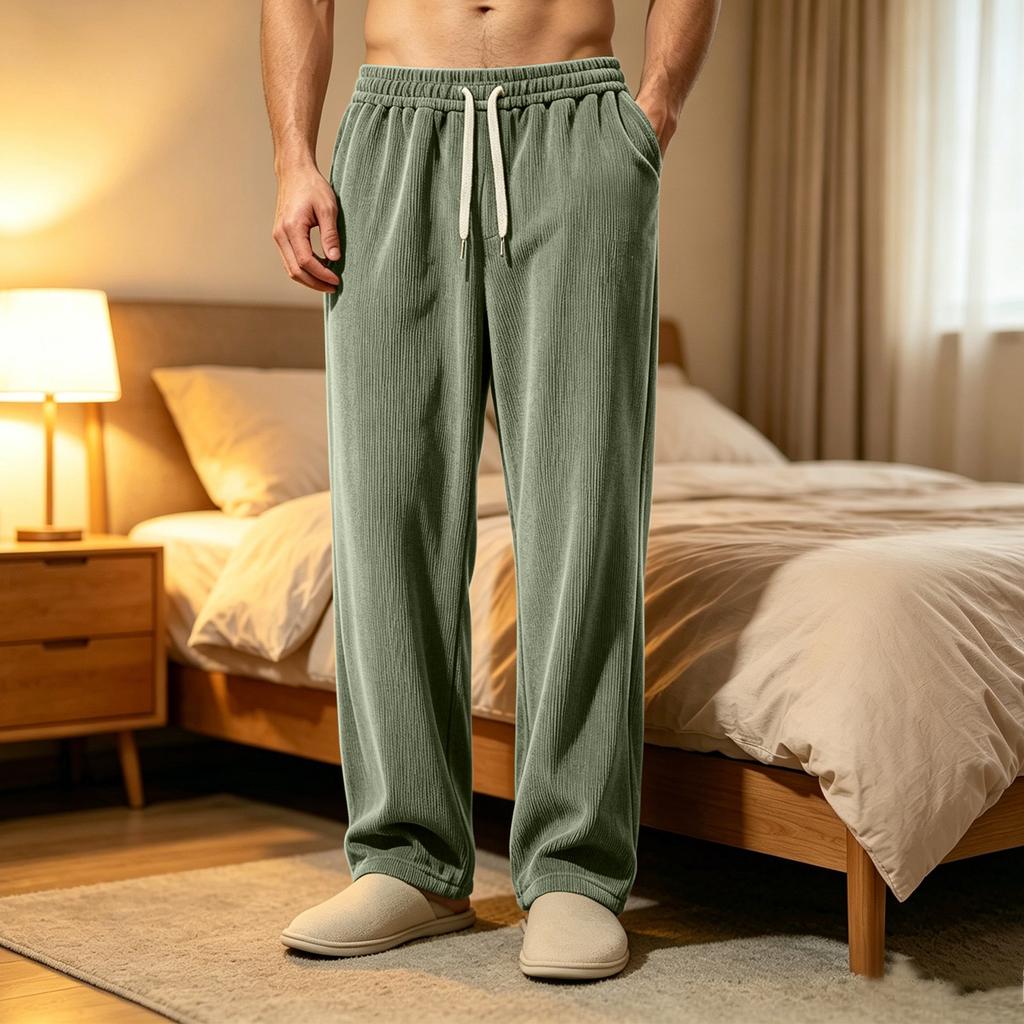 Pantaloni in Velluto a Coste Colorati da Uomo con Tasche - Comodi Pantaloni Casual da Notte per la Casa