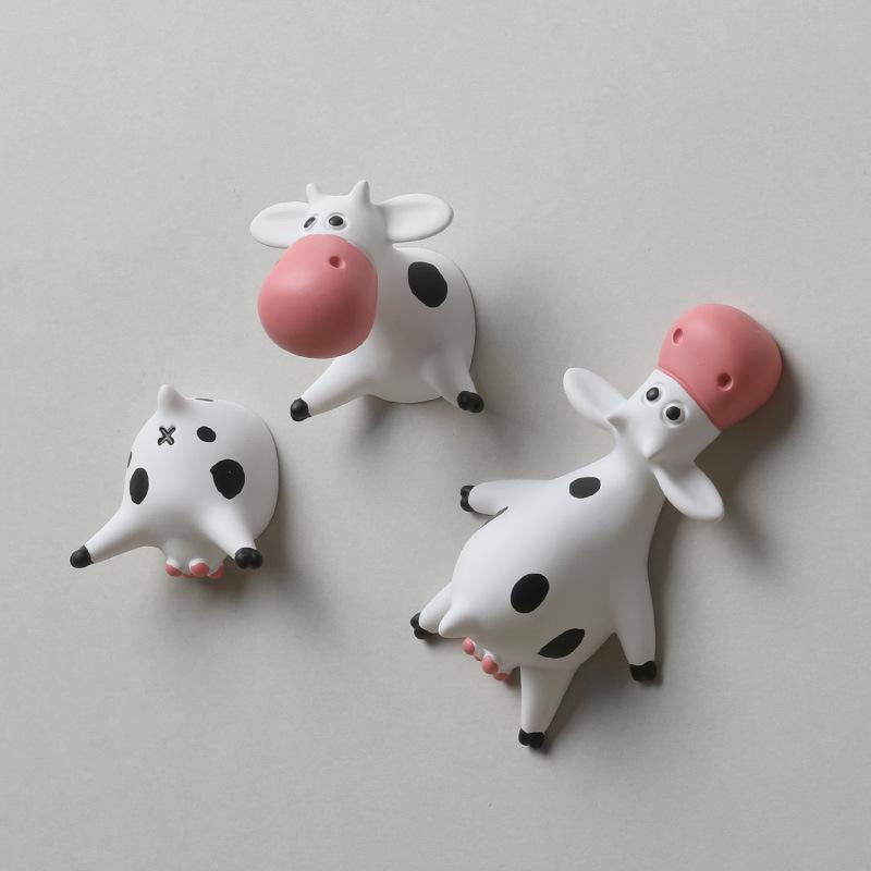 Cute 3D Cartoon Cow Fridge Magnet - Creative Magnetic Sticker Gift