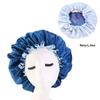 New Solid Color Satin Silk Bonnet for Women, Premium Elastic Band Sleep Cap, Large Double-Layer Satin Lace Sleep Bonnet