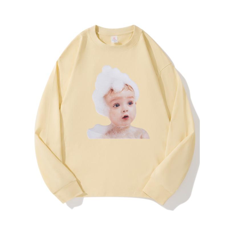 

Детская осенняя одежда с длинным рукавом из чистого хлопка, новый мужской и женский топ, весенний внутренний слой, базовая рубашка, футболка с круглым вырезом и длинным рукавом XXL бежевый