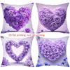 Purple Rose Heart Patterned Cushions 2D Flat Printed Polyester pillowcase, sofa decorative cushion cov Headboard Pillow