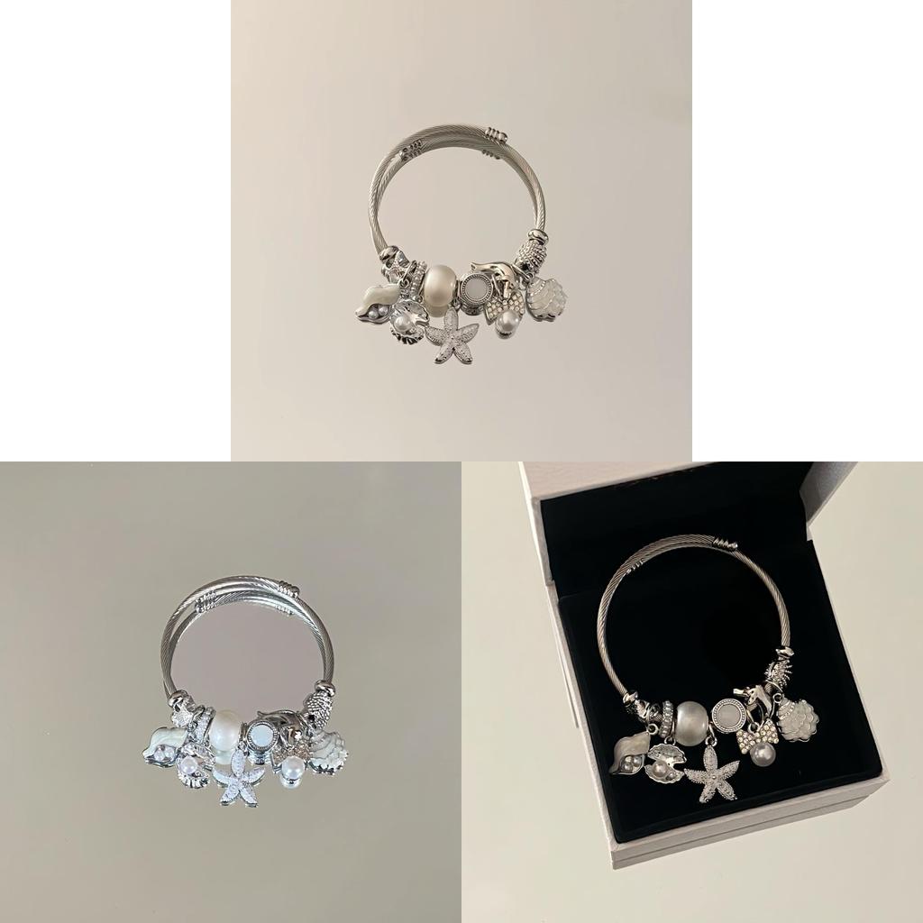 Handcrafted Shell Beaded Bracelet For Women Summer Beach Jewelry With Stainless Steel Material