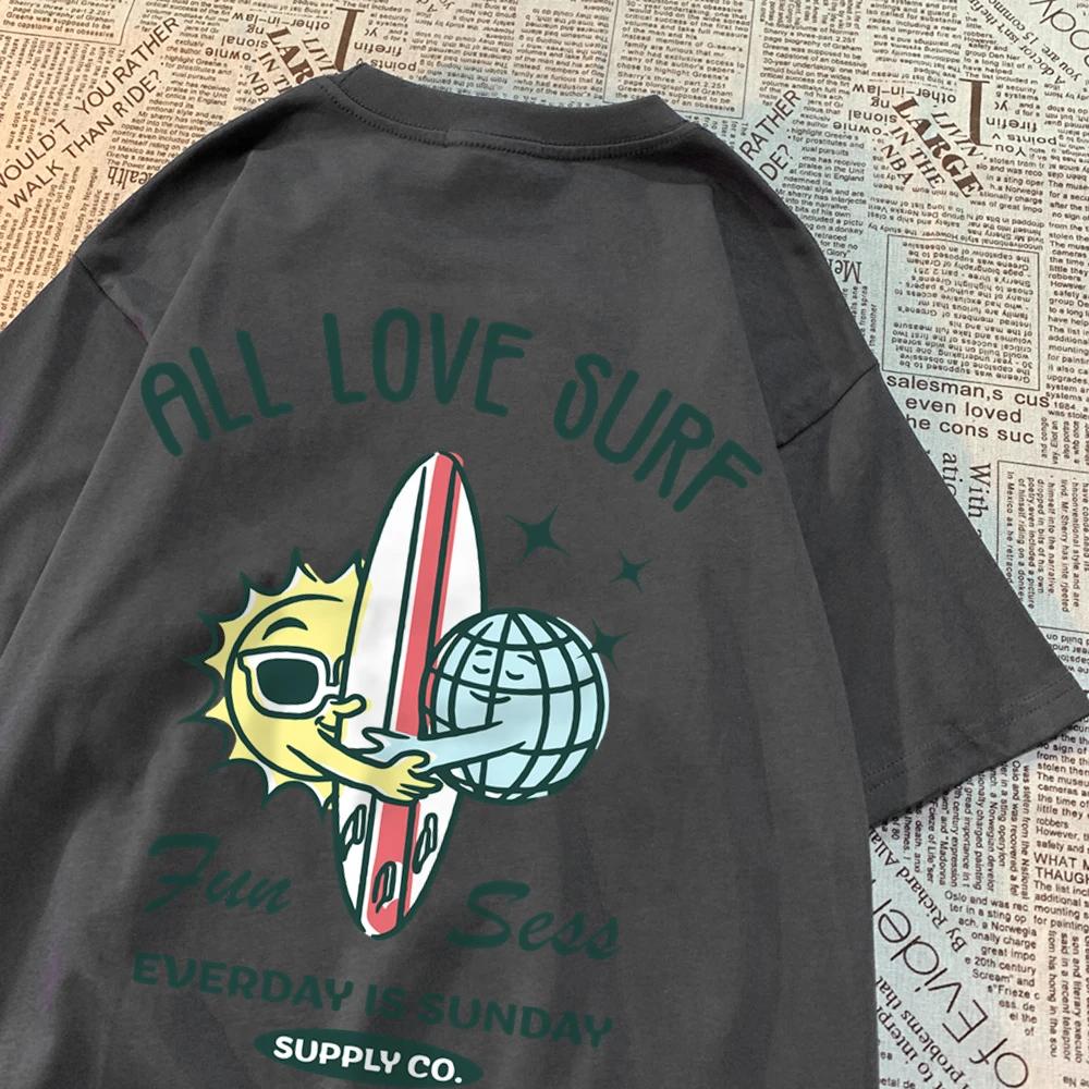 Soare și Pământ Toate Dragostea Surf Bărbați Femei Tricou Supradimensionat Lejer Haine Street Bumbac T Tricou Moda T-Shirts Casual Brand Tricou
