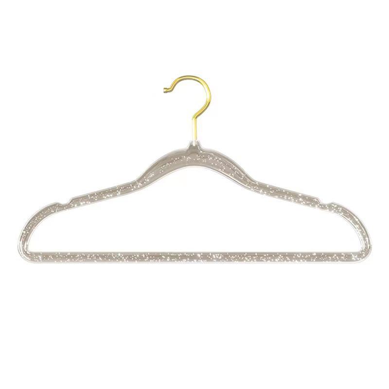 Acrylic No-Trace Women's Hanger - Transparent Crystal Gold Powder Design for Home Use.
