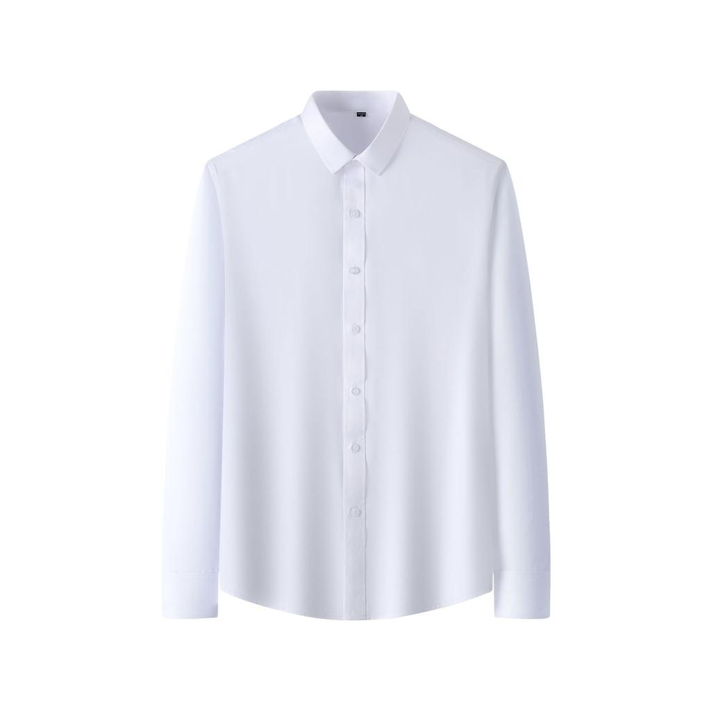 Chemise homme à manches longues, tendance, sans repassage, style business décontracté, blanc pur