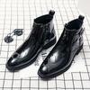 Luxury Mens Boots Quality Patent Leather Ankle Boots Classic Black Chelsea Boot Business Casual Leather Boot Dress Boots for Men