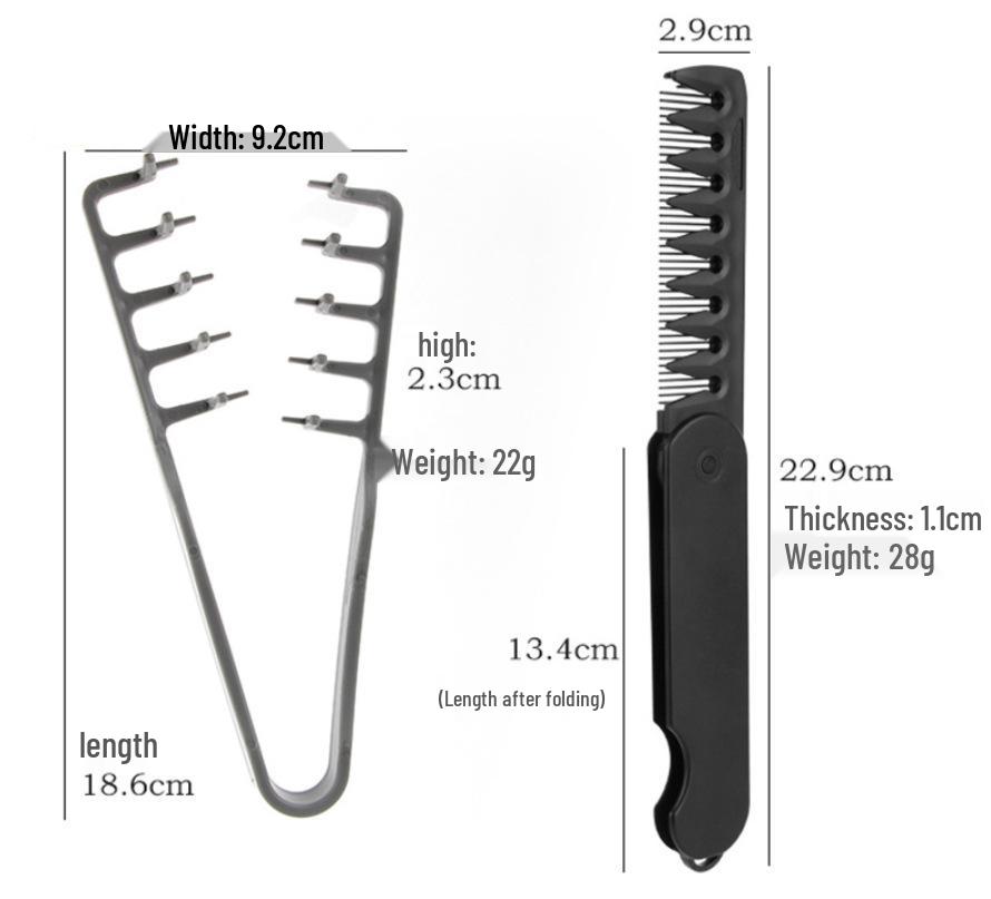 Men's and Women's Dual-Tooth Folding Comb: Wide-Tooth for Beards and Fine-Tooth for Hair Straightening and Styling.