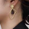 Vintage Geometry Irregular Eardrop Personality Asymmetry Dripping Oil Earrings for Women Fashion Daily Commuting Jewelry Gifts