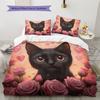Pink Bombay Cat Pattern Bedding Home Decoration Birthday Gift (1 * Duvet Cover + 2 * Pillowcase, Without Core)