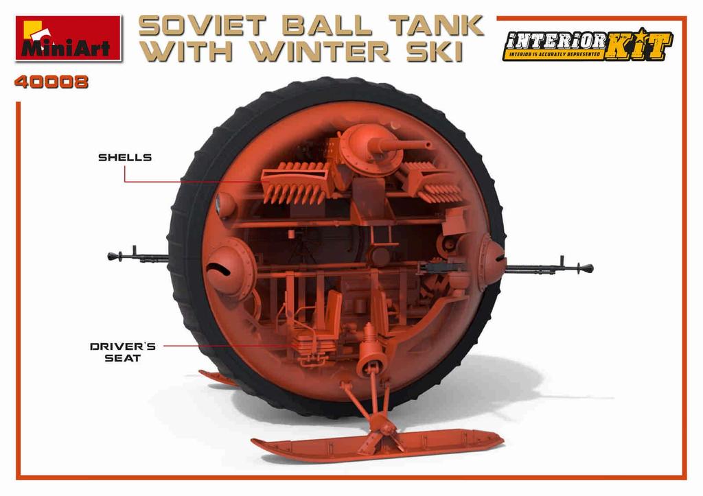 MiniArt Scale Soviet Ball Tank with Winter Skis and Full Interior Plastic Model Kit MA40008 1/35 (Interior Reproduction)