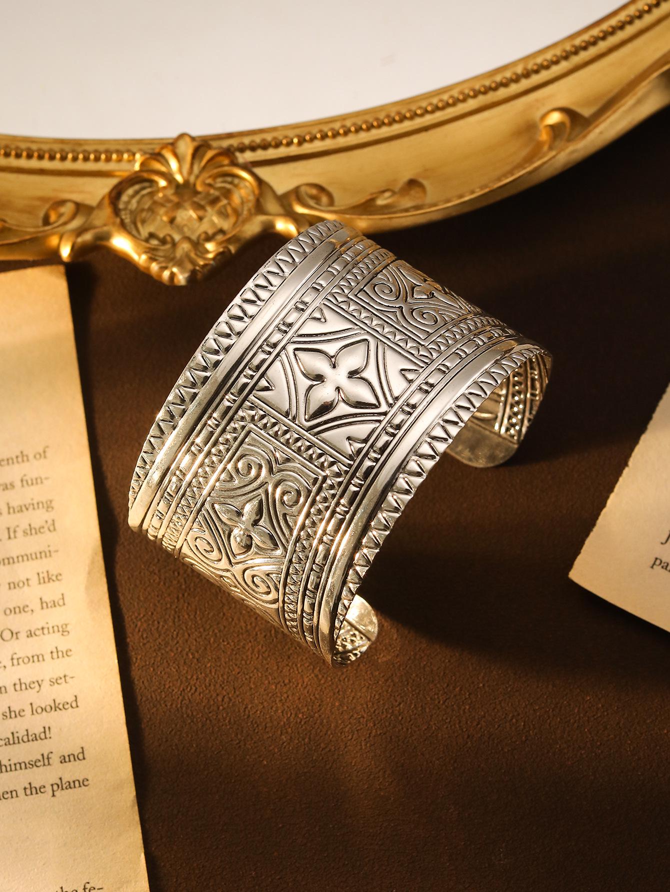 

Богемский Этнический Тибетский Золотой Открытый Браслет-Манжета - Трендовые, Модные, Крутые Украшения